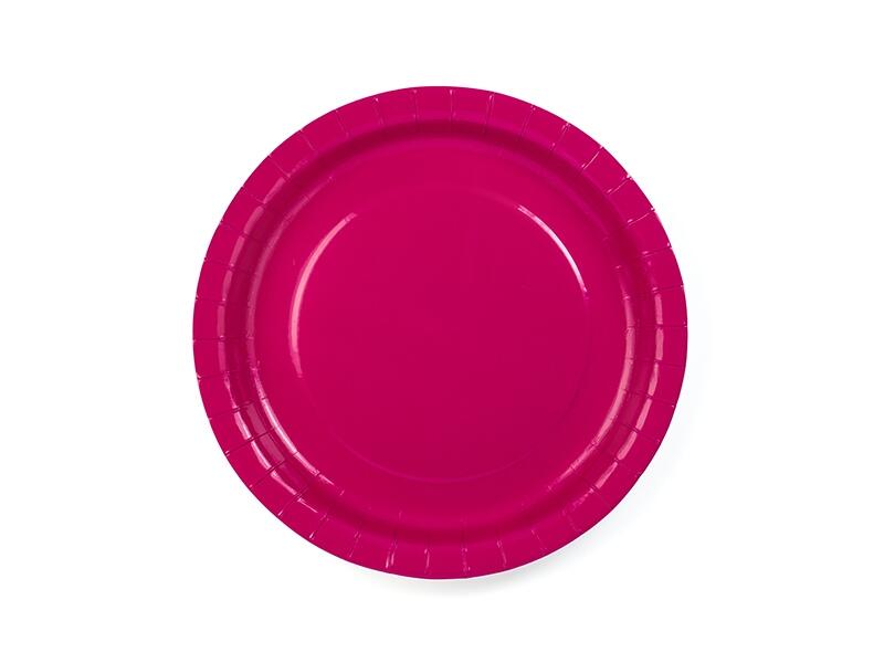 Assiette en carton rose foncé