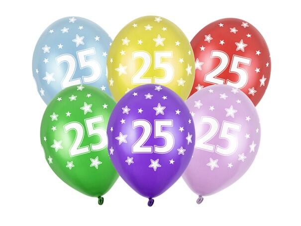 Ballons numéro 25, mélange de couleurs, 6 pièces