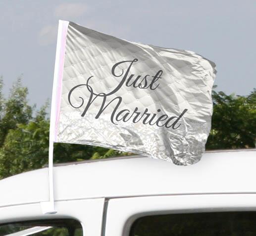 Autofahne Hochzeit - Just Married