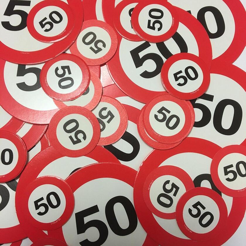 Deko à parsemer Panneaux de signalisation numéro 50 – Rouge et blanc