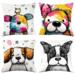4er-Set Kissenbezüge mit niedlichen Hunde-Motiven