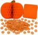 Set de décoration de table d’automne – Courge alvéolée 45 cm, serviettes & confettis citrouille