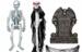 Set de déco effrayante Halloween – squelettes, pierre tombale, toile d’araignée & araignées