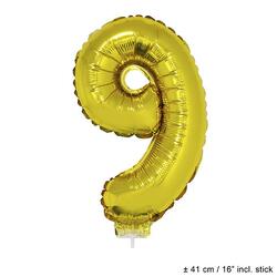 Ballon chiffre 9 doré 40 cm