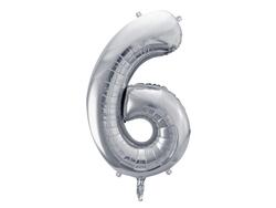 Zahlenballon 6 Silber 86 cm