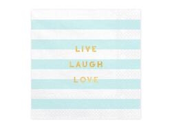 Serviettes bleu clair-blanc LIVE - LAUGH - LOVE