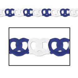 Oktoberfest Deko Brezel Papiergirlande Blau-Weiss