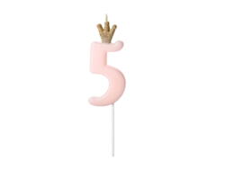 Bougie d&#39;anniversaire numéro 5 couronne rose