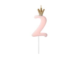 Geburtstagskerze Zahl 2 Pink Krone
