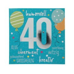 Geburtstagskarte 40 Blau Zuverlässig Humorvoll klug charmant
