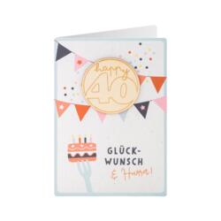 Geburtstagskarte Holz Happy 40 Glückwunsch