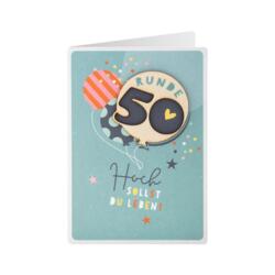 Geburtstagskarte Holz Runde 50