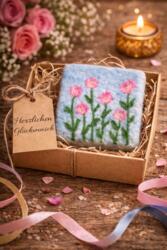 Filzseife Mini Pink Blumen Bio Handgemacht