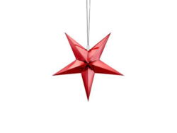 Étoile en papier à cinq branches rouge 45cm