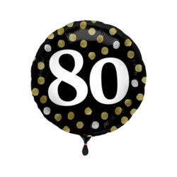 Folienballon 80 Jahre Schwarz Dots