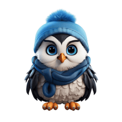 Bügelbild Eule Winter