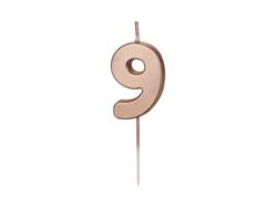 Bougie d'anniversaire numéro 9 or rose