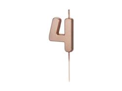 Bougie d'anniversaire numéro 4 or rose
