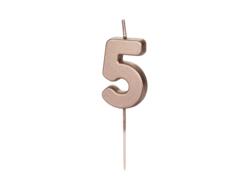 Bougie d'anniversaire numéro 5 or rose