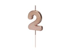 Bougie d'anniversaire numéro 2 or rose