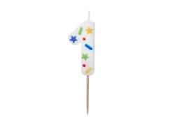 Bougie d'anniversaire numéro 1 confettis