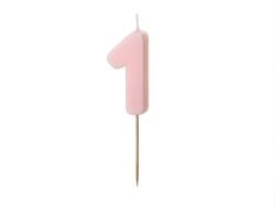 Geburtstagskerze Zahl 1 Hellem Pink