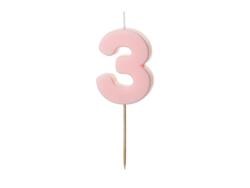 Bougie d'anniversaire numéro 3 rose clair