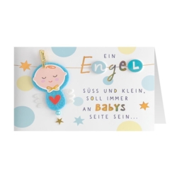 Geburtskarte Engelkarte  Baby Blau