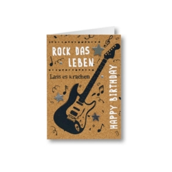 Geburtstagskarte Rock das Leben mit Kork, Handarbeit & Unikat