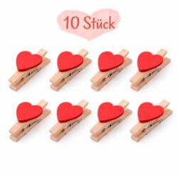 Wäscheklammern Holz Rotes Herz