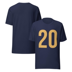 T-Shirt Zahl 20 Gold Dunkelblau
