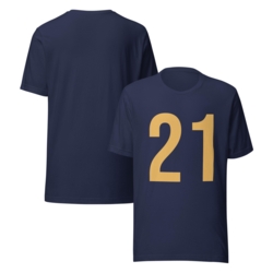 T-Shirt Zahl 21 Gold Dunkelblau