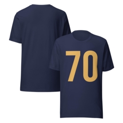 T-Shirt Zahl 70 Gold Dunkelblau