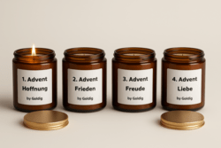 Adventskerzen Set – Hoffnung Frieden Freude Liebe
