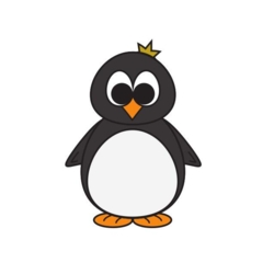 Bügelbild Kleiner Pinguin König