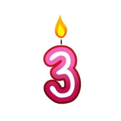 Bügelbild Kerzenzahl 3