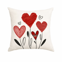 Kissenbezug mit roten Herzen