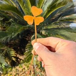 Pique de jardin trèfle rustique en métal