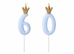 Tortenkerzen Set Zahl 6 & 0 Hellblau Krone