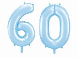 60 Geburtstagsballons Blau 86cm - Set 6 & 0