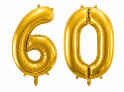 60 Geburtstagsballons Gold 86cm - Set 6 & 0