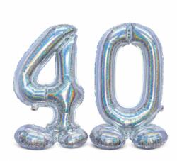 40 Geburtstag Stehende Ballon Set 4 & 0 Silber