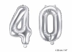 Zahlenballons 40 Silber - Set 4 & 0 35cm