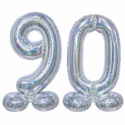 90 Geburtstag Ballon Set 9 & 0 Stehende Silber