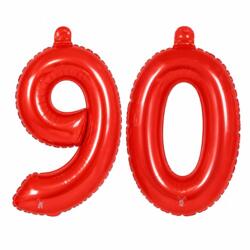 Zahlenballon Set 90 Latex Ballons - 9 & 0 Rot