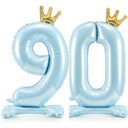 90 Geburtstag Ballon Set 9 & 0 Hellblau 84cm