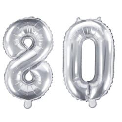 Zahlenballon Set 80 Silber 35cm