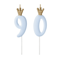 90 Geburtstag Geburtstagskerzen Blau Krone