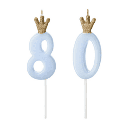 80 Geburtstag Geburtstagskerzen Blau Krone