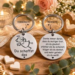 Porte-clés trèfle doré avec strass